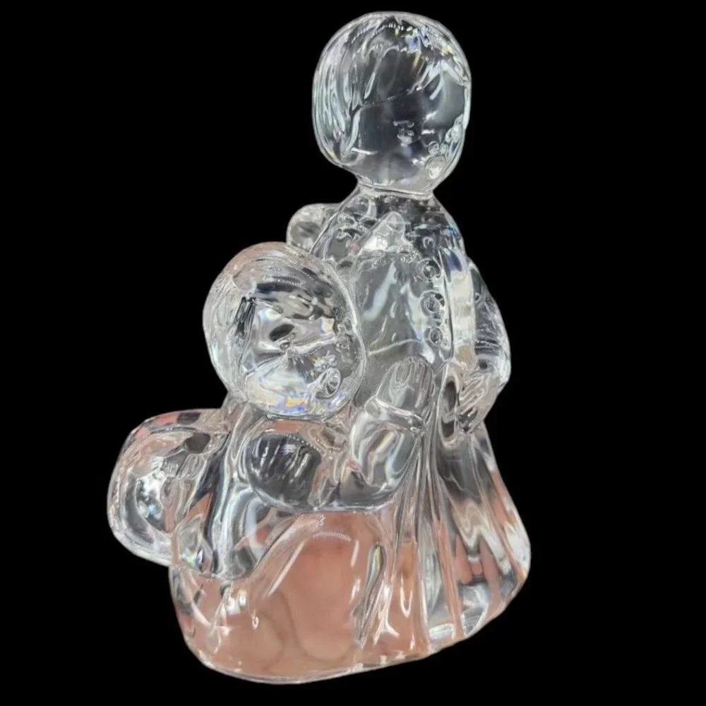 R.O.C Vtg Crystal Mother & Child Figurine Sculpture